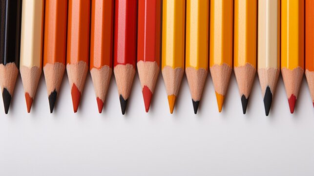 Plain unadorned pencils arranged against a flat-textured sheet  AI generated illustration