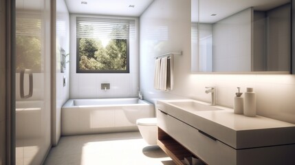 Fototapeta na wymiar Simple clean-cut bathroom design AI generated illustration