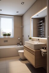 Simple clean-cut bathroom design AI generated illustration