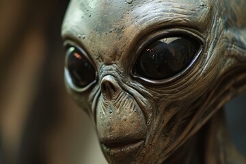 Extraterrestrial Alien head banner. Body face ufo. Generate Ai