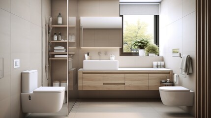 Simple clean-cut bathroom design  AI generated illustration