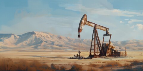 Desert Oil Pump at Dusk