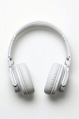 Fototapeta na wymiar Simplistic headphone design depicted against a stark white background AI generated illustration