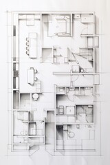 Subdued line drawing of a minimalist apartment floor plan  AI generated illustration