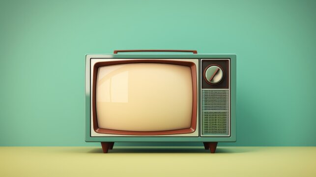 Subtle depiction of a clunky vintage television set in minimal design AI generated illustration