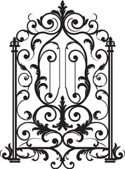 Aged Entry Emblematic Icon of Vintage Metal Gate Nostalgic Passage Vector Design of Antique Metal Gate
