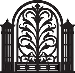 Rustic Portal Antique Metal Gate Logo Design Historic Herald Iconic Emblem of Metal Gate