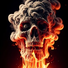 Fototapeta premium A skull with flames surrounding it