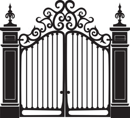 Nostalgic Entry Iconic Emblem of Vintage Metal Gate Vintage Portal Antique Metal Gate Vector Logo Design