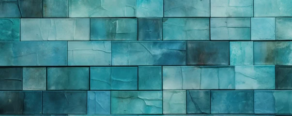 Fototapeten Teal marble tile tile colors stone look, in the style of mosaic pop art © Zickert