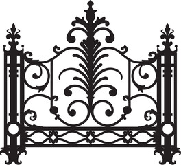 Fototapeta na wymiar Weathered Passage Emblematic Icon of Antique Metal Gate Retro Rampart Antique Metal Gate Vector Emblem