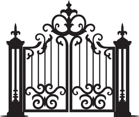 Rustic Rampart Vector Representation of Old Metal Gate Ancient Threshold Emblematic Icon of Vintage Metal Gate