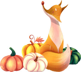 Fox and pumpkin