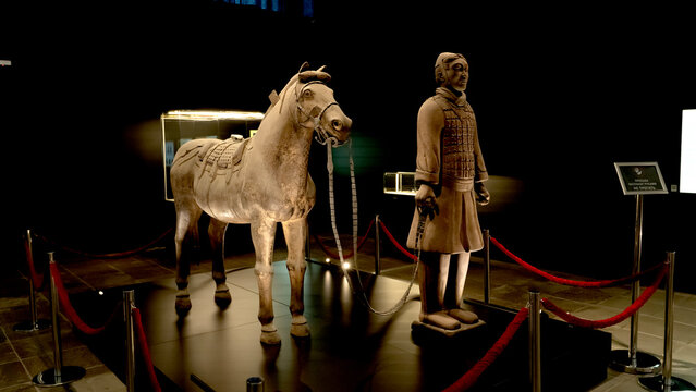 Moscow, Russia, March 17, 2024: Terracotta Army exhibition at VDNH