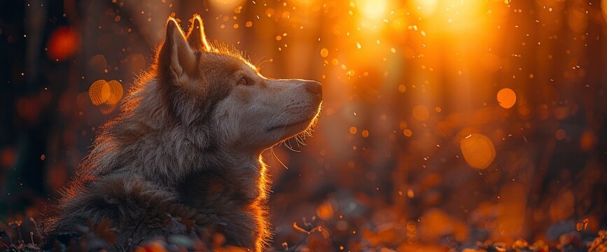 A curious Husky investigating a patch of clover, with sunlight filtering through the trees and casting dappled shadows on the ground , Wallpaper Pictures, Background Hd