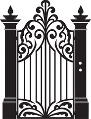 Historic Portal Emblematic Vector Design of Metal Gate Classic Enclosure Vector Logo of Antique Metal Gate