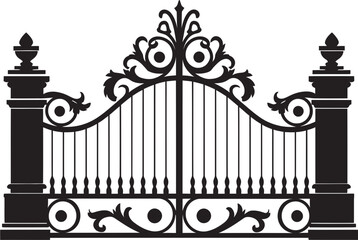 Weathered Threshold Vector Logo of Vintage Metal Gate Retro Archway Antique Metal Gate Iconic Emblem