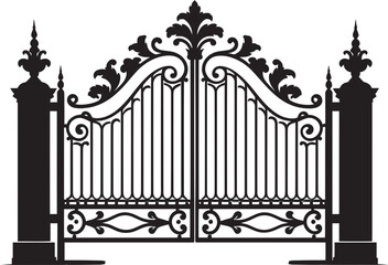 Timeless Gateway Iconic Emblem of Vintage Metal Gate Rustic Arch Antique Metal Gate Vector Logo