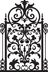 Fototapeta na wymiar Ancient Barrier Vector Representation of Metal Gate Rustic Gateway Antique Metal Gate Logo Design