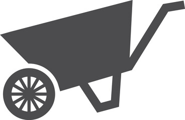 Wheelbarrow black icon. Gardening symbol. Farmer transport