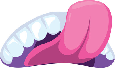 Comic mouth with tongue out. Colorful cartoon teeth