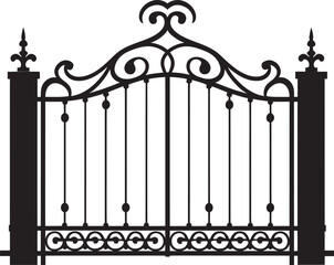 Fototapeta na wymiar Time Honored Gateway Vector Logo of Antique Metal Gate Timeless Entrée Antique Metal Gate Vector Logo