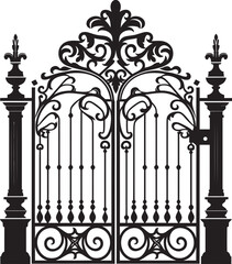 Fototapeta premium Historic Herald Iconic Emblem of Metal Gate Classic Gateway Vector Logo of Antique Metal Gate
