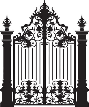 recommend clip art: Rustic Portal Antique Metal Gate Logo Design Historic Herald Iconic Emblem of Metal Gate