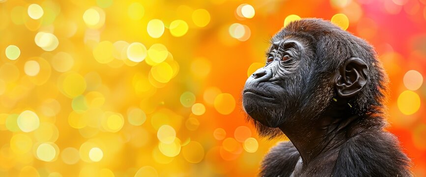 A cute gorilla surrounded by ethereal rainbow sparks in a whimsical caricature style, Wallpaper Pictures, Background Hd