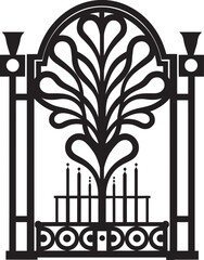 Rustic Rampart Vector Representation of Old Metal Gate Ancient Threshold Emblematic Icon of Vintage Metal Gate