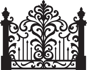 Retro Rampart Antique Metal Gate Vector Emblem Heritage Portal Iconic Emblem of Vintage Metal Gate