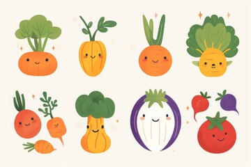 Different vegetable illustrations Chinese style