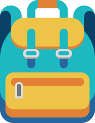 School bag icon. Flat color backpack symbol