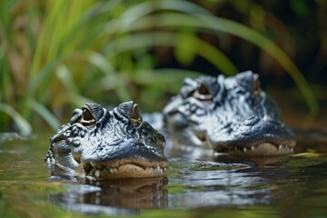 Fototapeta premium Ferocious Alligator animal. Wildlife nature danger. Generate Ai