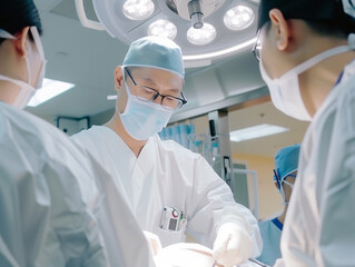 Korean doctor at work in surgery