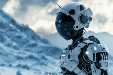 3D robot in space exploration, conducting research and maintenance on space stations, designed for the harsh conditions of space
