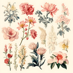 Watercolor vintage floral composition Flower Bouquet