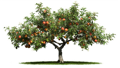 Fototapeta na wymiar Apfelbaum mit äpfeln isoliert auf weißen Hintergrund, Freisteller