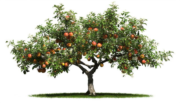 Apfelbaum mit &auml;pfeln isoliert auf wei&szlig;en Hintergrund, Freisteller