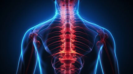  Spine injury pain in sacral and cervical region concept
