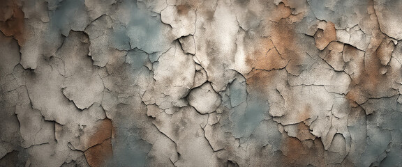 Cracked painted wall. Crack structure. Dirty textured peeling background