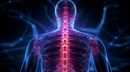  Spine injury pain in sacral and cervical region concept