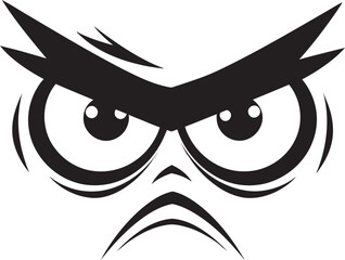 Seething Stare Emblematic Representation of Angry Eye Mask Wrathful Vision Vector Logo Design of Cartoon Angry Eye Mask