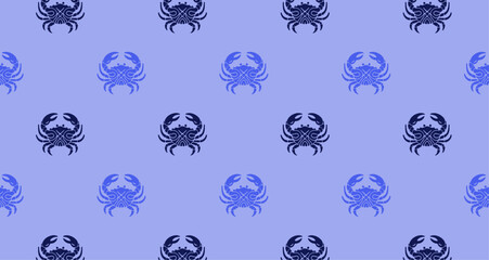 Seamless crab pattern on purple background. Marine life concept for textile, wallpaper, and summer-themed design. © Diana