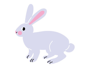Cute rabbit illustration isolated on white background. Easter bunny vector graphic for holiday greeting card and spring themed decor. 