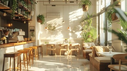 Elegant beautiful vegan cafe. Generative AI. - 760762583