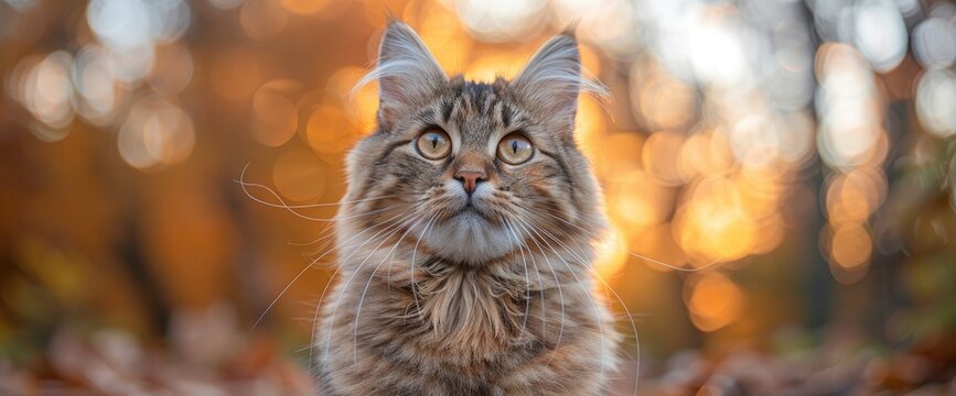 A majestic Maine Coon cat posing on a weathered wooden dock, with a tranquil lake stretching out to the horizon , Wallpaper Pictures, Background Hd