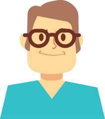 Medical man avatar. Doctor in glasses head portrait