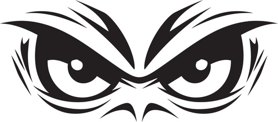Wrathful Stare Angry Eye Mask Iconic Logo Design Intense Fury Cartoon Angry Eye Mask Vector Icon