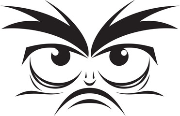 Wrathful Expression Emblematic Representation of Angry Eye Mask Enraged Gaze Vector Logo Design of Cartoon Angry Eye Mask